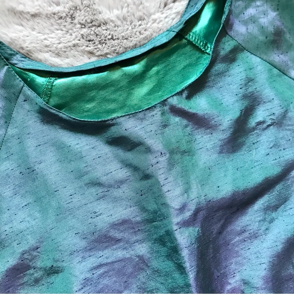 One of a kind handmade vintage top in iridescent two tone teal purple shiny - Picture 2 of 6